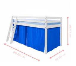 Nöa & Nani Moro Cabin Bed With Ladder And Brilliant Blue Cotton Tent, Tower & Tunnel In White - thumbnail 5