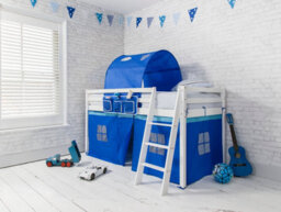 Nöa & Nani Moro Cabin Bed With Ladder And Brilliant Blue Cotton Tent, Tower & Tunnel In White - thumbnail 6