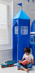 Nöa & Nani Moro Cabin Bed With Ladder And Brilliant Blue Cotton Tent, Tower & Tunnel In White - thumbnail 2