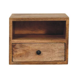 Artisan Furniture Solid Wood Solis 1-Drawer Oak-Ish Wall Mounted Nightstand, 1 Shelf, Beige - thumbnail 2