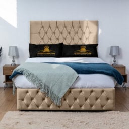 UKBEDFURNITURE Monaco Beige Plush Divan Bed With 2 Foot End Drawers & 26 Inch Headboard - thumbnail 2