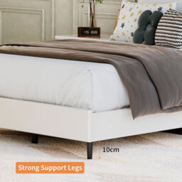 Modern Upholstered Platform Bed Frame - Adjustable Tufted Headboard Easy Assembly Noise,white - thumbnail 7
