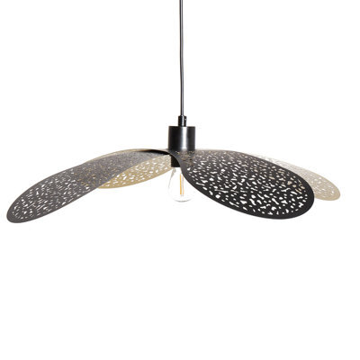 Wyld and Coco Pendant Lamp Black Iron - Overlapping Petal Perforated Shade, 62Cm, 149Cm Drop - image 1