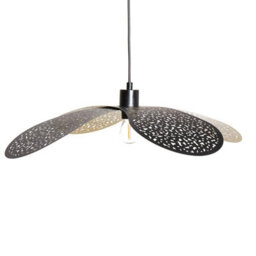 Wyld and Coco Pendant Lamp Black Iron - Overlapping Petal Perforated Shade, 62Cm, 149Cm Drop - thumbnail 1