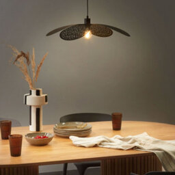Wyld and Coco Pendant Lamp Black Iron - Overlapping Petal Perforated Shade, 62Cm, 149Cm Drop - thumbnail 2