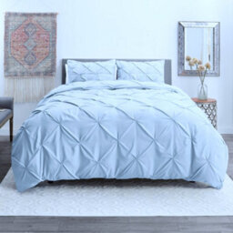 TheWhiteWater Limited Pintuck Duvet Cover Set + Matching Pillowcases, Hand Stitches Quilt Bedding Set - Duck Egg - thumbnail 6