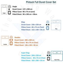 TheWhiteWater Limited Pintuck Duvet Cover Set + Matching Pillowcases, Hand Stitches Quilt Bedding Set - Duck Egg - thumbnail 8