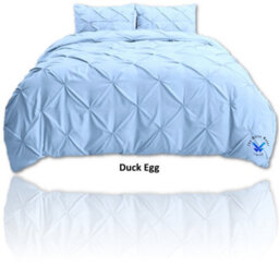 TheWhiteWater Limited Pintuck Duvet Cover Set + Matching Pillowcases, Hand Stitches Quilt Bedding Set - Duck Egg - thumbnail 7
