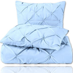 TheWhiteWater Limited Pintuck Duvet Cover Set + Matching Pillowcases, Hand Stitches Quilt Bedding Set - Duck Egg - thumbnail 4