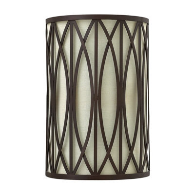 Elegant Twin Wall Light With Lattice Design - Bronze Metal & Linen Shade, E14 Led Compatible