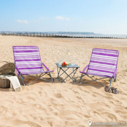 Trail Outdoor Leisure Striped Low Beach Folding Lounge Seat - thumbnail 2