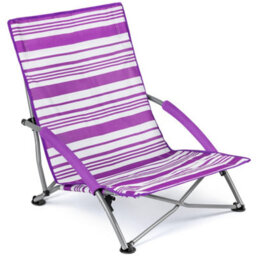 Trail Outdoor Leisure Striped Low Beach Folding Chairs - Purple