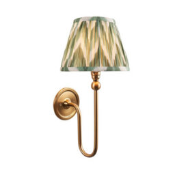 Loops Elegant Dimmable Wall Light With Cotswold Green Shade And Aged Brass Finish For Stylish Interiors