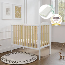 VICULII Waffi Space Saver Cot White Natural With Bamboo Mattress