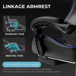 Gtplayer Gaming Chair With Footrest, Massage Computer Chairs For Adults, Ergonomic High Back Height Adjustable Pc Chair, Blue - thumbnail 7