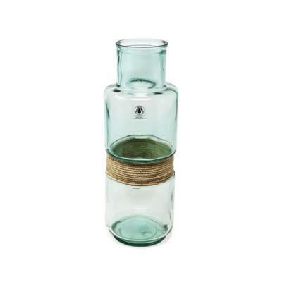 Verano Spanish Ceramics Recycled Glass Hemp Clear Home Décor Large Slim Aba Vase (H) 45Cm - image 1