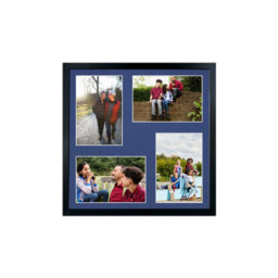AK Frames 12X12 Black Sleek Multi Photo Frame With Blue Mount - Holds 4 Apertures (4X) 6X4 Photos - thumbnail 1