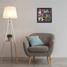 AK Frames 12X12 Black Sleek Multi Photo Frame With Blue Mount - Holds 4 Apertures (4X) 6X4 Photos - thumbnail 3