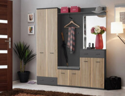 Arte Marco Tall Hallway Cabinet 60Cm - Oak Artisan & Anthracite Storage For Sleek, Organised Entrances - thumbnail 2