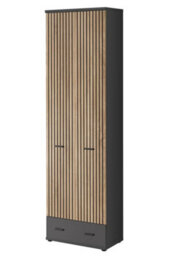 Arte Marco Tall Hallway Cabinet 60Cm - Oak Artisan & Anthracite Storage For Sleek, Organised Entrances