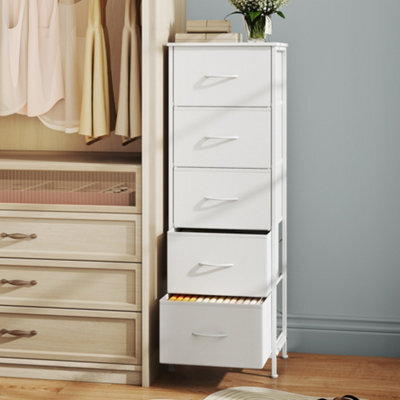 Ledrem Chest Of Drawers, 5-Drawer Steel Frame Storage Unit For Bedroom, 39.6 X 30 X 117.7 Cm, White - image 1