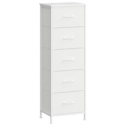 Ledrem Chest Of Drawers, 5-Drawer Steel Frame Storage Unit For Bedroom, 39.6 X 30 X 117.7 Cm, White - thumbnail 2