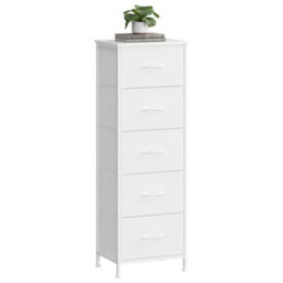 Ledrem Chest Of Drawers, 5-Drawer Steel Frame Storage Unit For Bedroom, 39.6 X 30 X 117.7 Cm, White - thumbnail 3