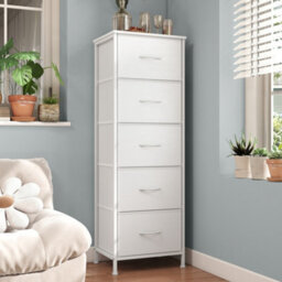 Ledrem Chest Of Drawers, 5-Drawer Steel Frame Storage Unit For Bedroom, 39.6 X 30 X 117.7 Cm, White - thumbnail 5