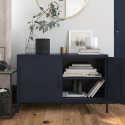 Dorel Bradford Metal Cabinet With 2 Doors Wide In Navy - thumbnail 2