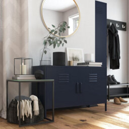Dorel Bradford Metal Cabinet With 2 Doors Wide In Navy - thumbnail 5