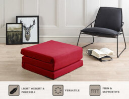 Mattress Guru Folding Z Bed Mattress, Tri Folding Guest Bed, Lightweight, Space Saving, Futon Mattress, Red - thumbnail 3