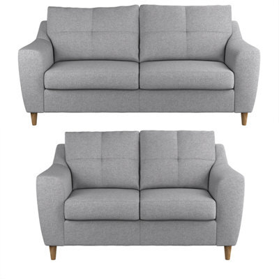 Furnishings For Less UK Baxter Silver Tufted Fabric Sofa Suite 3 Seater And 2 Seater Sofa - image 1
