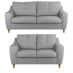 Furnishings For Less UK Baxter Silver Tufted Fabric Sofa Suite 3 Seater And 2 Seater Sofa - thumbnail 1