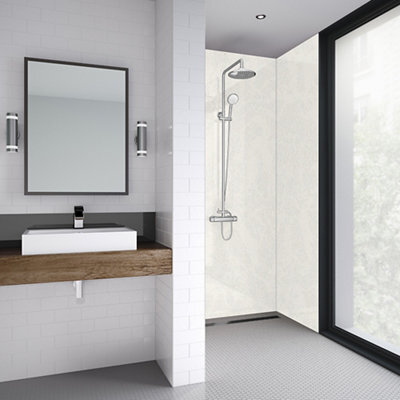 Splashwall Laminate 2 Panel Mdf Wall Panel Kit (L)2420mm (W)1200mm - White Reflex - image 1