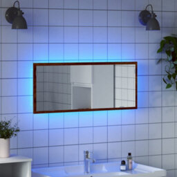 Berkfield Led Bathroom Mirror Brown Oak 100X8.5X37 Cm Engineered Wood