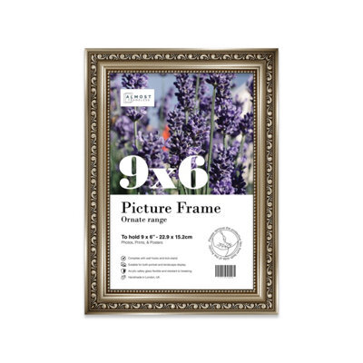 9X6 Gunmetal  Ornate Picture Frame (22.9 X 15.2Cm) Poster, Photo, Artwork, Gallery Wall Or Print - image 1
