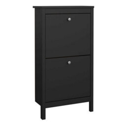 Wyld Haus Gossmere Shoe Cabinet Matt Black, 2-Door Freestanding - thumbnail 2