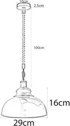 Hemp Rope Ceiling Light, E27 Retro Metal Hanging Ceiling Lamp With 29Cm Curvy Lampshade Bedroom, Kitchen, Cafe Bar - thumbnail 2