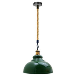 Hemp Rope Ceiling Light, E27 Retro Metal Hanging Ceiling Lamp With 29Cm Curvy Lampshade Bedroom, Kitchen, Cafe Bar - thumbnail 1