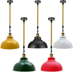 Hemp Rope Ceiling Light, E27 Retro Metal Hanging Ceiling Lamp With 29Cm Curvy Lampshade Bedroom, Kitchen, Cafe Bar - thumbnail 6