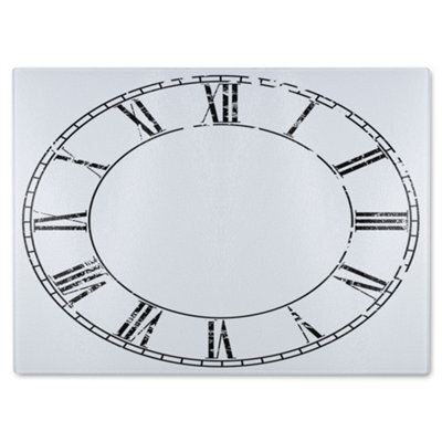 Benjamin Tate Design Roman Numeral Clock Glass Chopping Board - image 1