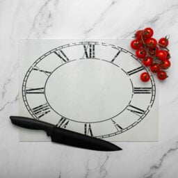 Benjamin Tate Design Roman Numeral Clock Glass Chopping Board - thumbnail 3