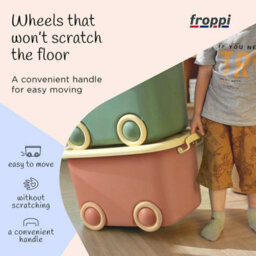 Froppi™ 45L Wheeled Storage Box, Pink Plastic Storage Box With Lid, Stackable Storage Box, Kids Toy Storage Box L50 W35 H30 Cm - thumbnail 5