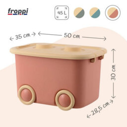 Froppi™ 45L Wheeled Storage Box, Pink Plastic Storage Box With Lid, Stackable Storage Box, Kids Toy Storage Box L50 W35 H30 Cm - thumbnail 2