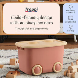 Froppi™ 45L Wheeled Storage Box, Pink Plastic Storage Box With Lid, Stackable Storage Box, Kids Toy Storage Box L50 W35 H30 Cm - thumbnail 7