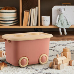 Froppi™ 45L Wheeled Storage Box, Pink Plastic Storage Box With Lid, Stackable Storage Box, Kids Toy Storage Box L50 W35 H30 Cm - thumbnail 1