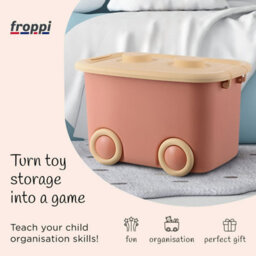 Froppi™ 45L Wheeled Storage Box, Pink Plastic Storage Box With Lid, Stackable Storage Box, Kids Toy Storage Box L50 W35 H30 Cm - thumbnail 3