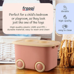 Froppi™ 45L Wheeled Storage Box, Pink Plastic Storage Box With Lid, Stackable Storage Box, Kids Toy Storage Box L50 W35 H30 Cm - thumbnail 8
