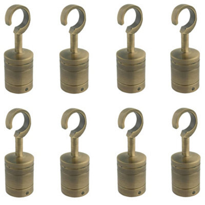 Ropeservices Uk 8 X 28mm Antique Brass Decking Rope Hook Fittings Fixings Barrier Set - image 1
