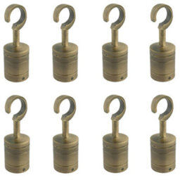 Ropeservices Uk 8 X 28mm Antique Brass Decking Rope Hook Fittings Fixings Barrier Set